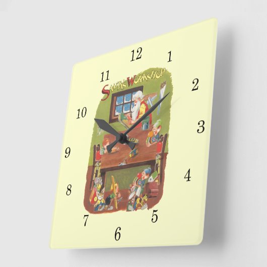 Weihnachten Weihnachten mit Elfen im Workshop Quadratische Wanduhr (Winkel)