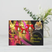 Weihnachten Weihnachten Party Rosa Rot Schwarz Einladung (Stehend Vorderseite)