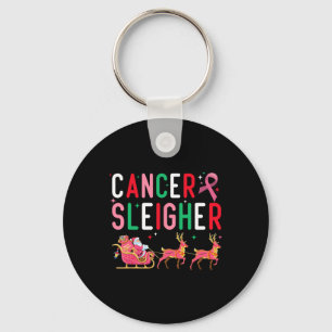 Weihnachten Weihnachten Pink Ribbon Santa Sleigh R Schlüsselanhänger