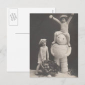Weihnachten Weihnachten Postkartenkinder mit Schne (Vorne/Hinten)