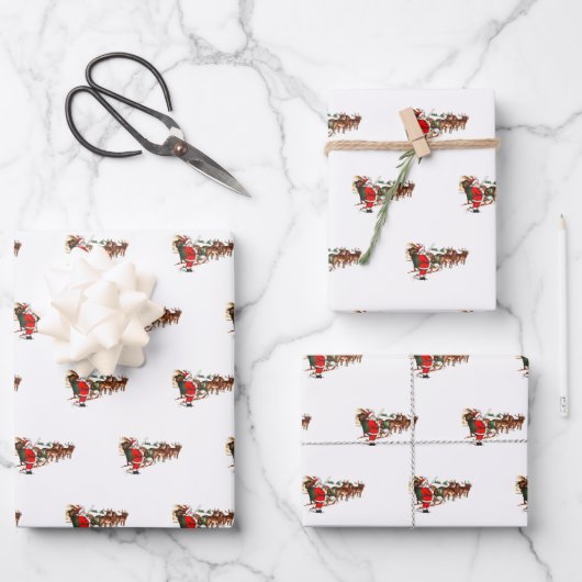 Weihnachten Weihnachten RentierSchlitten Geschenkpapier Set (Vorderseite)