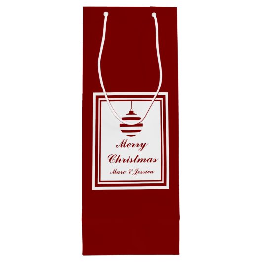 WEIHNACHTEN Weihnachten Rot & Weiß Personalisiert Geschenktüte Für Weinflaschen (Rückseite)