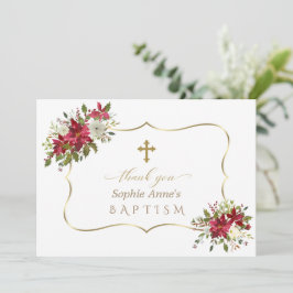 Weihnachten Weihnachten Rote weiße Poinsettia Tauf Dankeskarte