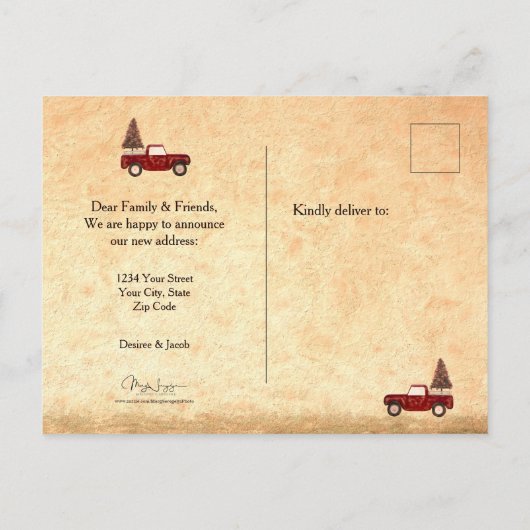 Weihnachten Weihnachten Roter Lkw Land Rustikal Postkarte (Rückseite)