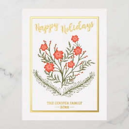 Weihnachten Weihnachten Saisongrüße Winter floral Folien Feiertagspostkarte