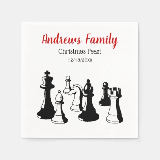 Weihnachten Weihnachten - Schachfiguren Vintag Art Serviette (Vorderseite)