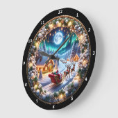 Weihnachten Weihnachten Schlitten mit festlicher W Große Wanduhr (Winkel)