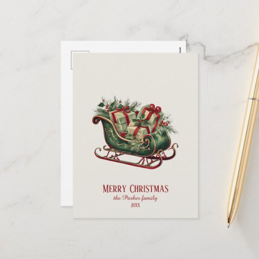 Weihnachten Weihnachten Schlitten mit Geschenken u (Vorderseite/Rückseite Beispiel)