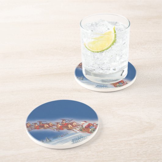 Weihnachten, Weihnachten, Schlitten mit Rentier Getränkeuntersetzer (Seite)