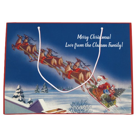 Weihnachten, Weihnachten, Schlitten mit Rentier Große Geschenktüte (Vorderseite)