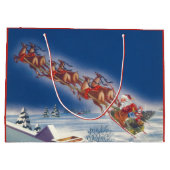 Weihnachten, Weihnachten, Schlitten mit Rentier Große Geschenktüte (Rückseite)