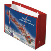Weihnachten, Weihnachten, Schlitten mit Rentier Große Geschenktüte (Vorderseite Schrägansicht)