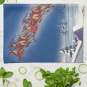 Weihnachten, Weihnachten, Schlitten mit Rentier Handtuch (Gefaltet)