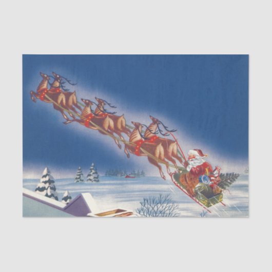 Weihnachten, Weihnachten, Schlitten mit Rentier Seidenpapier (Vorderseite)