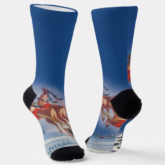 Weihnachten, Weihnachten, Schlitten mit Rentier Socken (Gewinkelt)