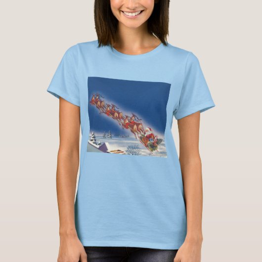 Weihnachten, Weihnachten, Schlitten mit Rentier T-Shirt (Vorderseite)