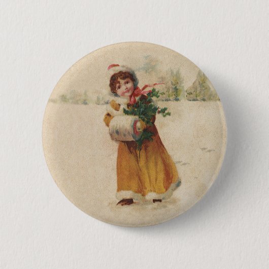 Weihnachten Weihnachten Schnee Kind Winter Button (Vorderseite)