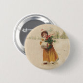 Weihnachten Weihnachten Schnee Kind Winter Button (Vorne & Hinten)