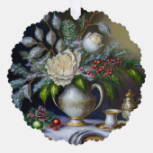 Weihnachten Weihnachten Stillleben mit Rose und Ur Ornament Karte (Vorderseite)