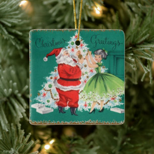 Weihnachten Weihnachten und Girl Decorating Trem Keramikornament