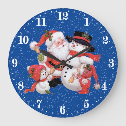 Weihnachten Weihnachten und Schneemann Urlaub Deko Große Wanduhr (Vorderseite)