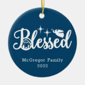 Weihnachten Weihnachten Weihnachten Heiß Blau & We Keramik Ornament (Vorne)