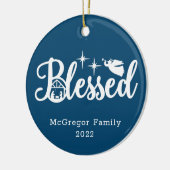 Weihnachten Weihnachten Weihnachten Heiß Blau & We Keramik Ornament (Links)