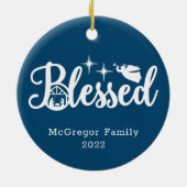 Weihnachten Weihnachten Weihnachten Heiß Blau & We Keramik Ornament (Hinten)