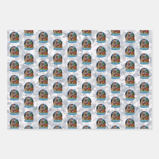 Weihnachten Weihnachten Weihnachten Mops Snow Glob Geschenkpapier Set (Vorderseite 3)