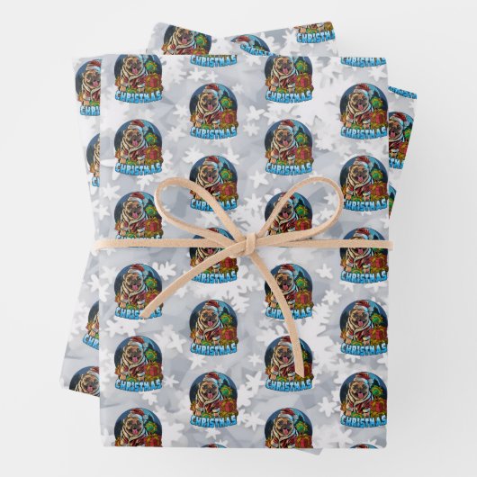 Weihnachten Weihnachten Weihnachten Mops Snow Glob Geschenkpapier Set (Beispiel)