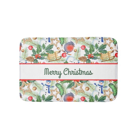 Weihnachten Weihnachten Weihnachten Schneemann, Pi Badematte (Vorderseite)