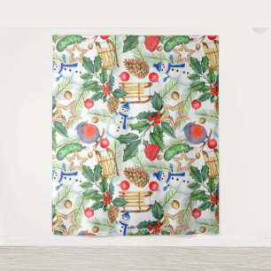 Weihnachten Weihnachten Weihnachten Schneemann, Pi Wandteppich