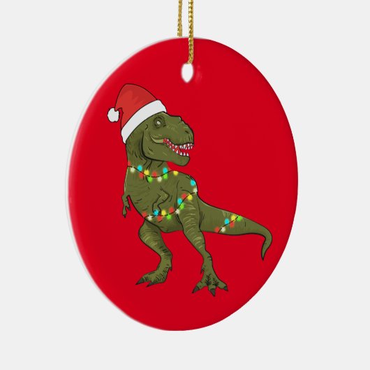 Weihnachten Weihnachten Weihnachten T-Rex Dinosaur Keramik Ornament (Rechts)