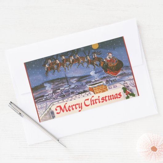 Weihnachten Weihnachten Weihnachten Weihnachten We Rechteckiger Aufkleber (Umschlag)