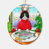 Weihnachten Weihnachten Weihnachten Weihnachtskatz Keramik Ornament (Links)