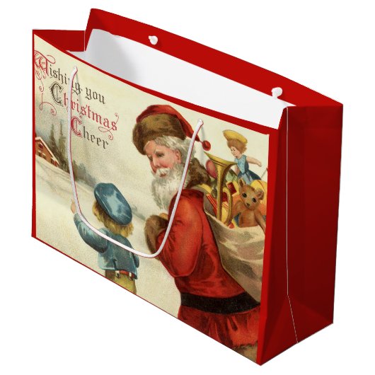 Weihnachten Weihnachten Weihnachtsgeschenk und Kin Große Geschenktüte (Vorderseite Schrägansicht)