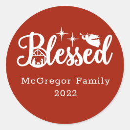 Weihnachten Weihnachten Weihnachtskrippe Gesegnet  Runder Aufkleber