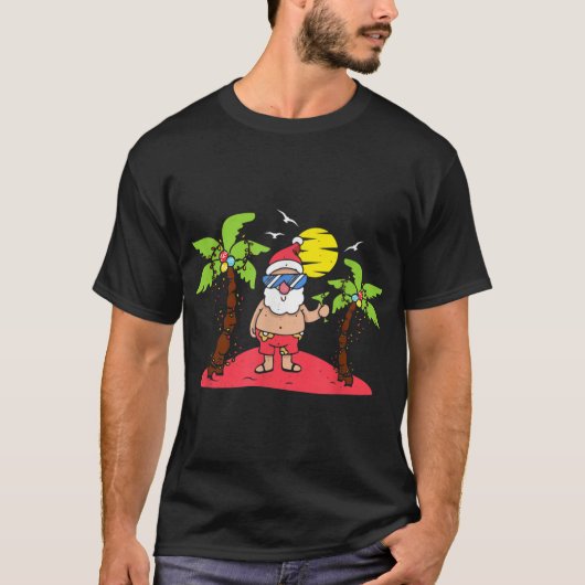 Weihnachten Weihnachten Weihnachtsmann Beach Reise T-Shirt (Vorderseite)
