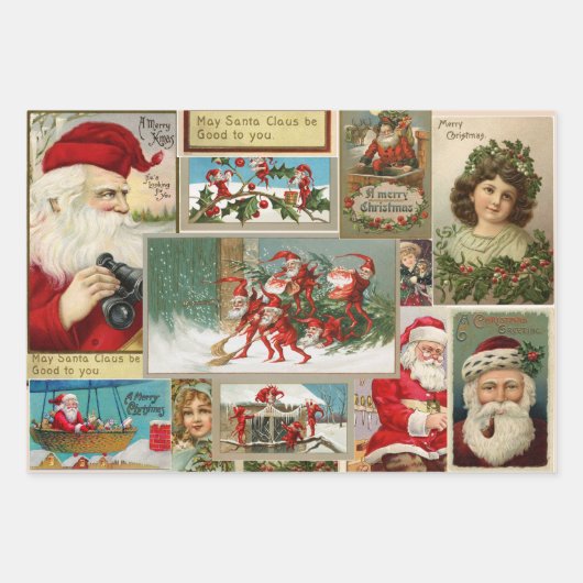 Weihnachten Weihnachten Weihnachtsmann Elfen Vikto Geschenkpapier Set (Vorderseite 3)