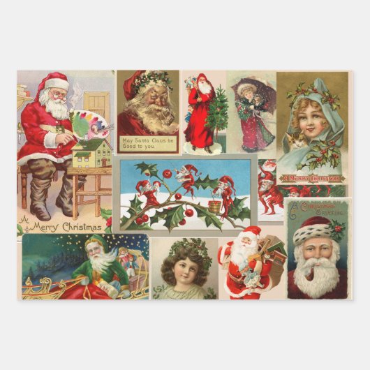 Weihnachten Weihnachten Weihnachtsmann Elfen Vikto Geschenkpapier Set (Vorderseite 3)