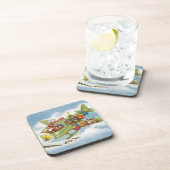 Weihnachten, Weihnachten, Weihnachtsmann fliegen e Getränkeuntersetzer (Rechte Seite)