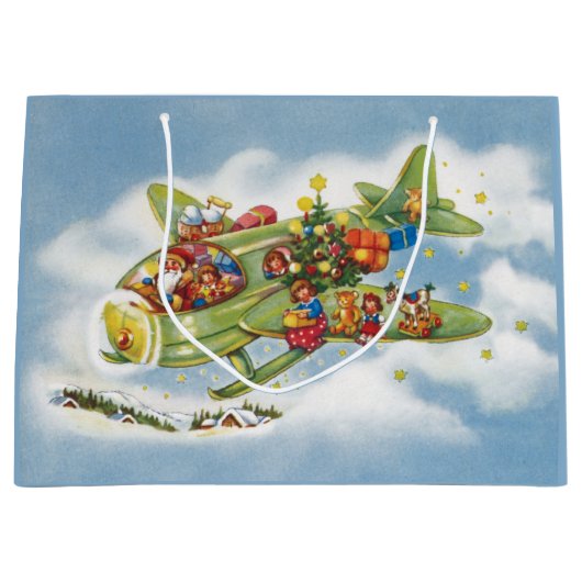 Weihnachten, Weihnachten, Weihnachtsmann fliegen e Große Geschenktüte (Vorderseite)