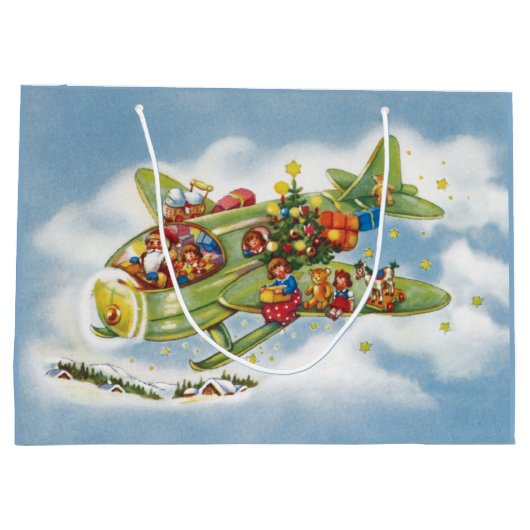 Weihnachten, Weihnachten, Weihnachtsmann fliegen e Große Geschenktüte (Rückseite)