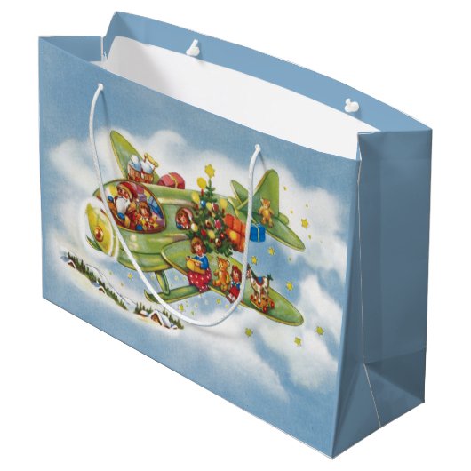 Weihnachten, Weihnachten, Weihnachtsmann fliegen e Große Geschenktüte (Rückseite Schrägansicht)