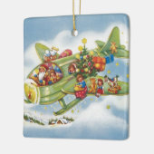 Weihnachten, Weihnachten, Weihnachtsmann fliegen e Keramikornament (Links)