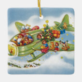 Weihnachten, Weihnachten, Weihnachtsmann fliegen e Keramikornament (Vorderseite)