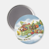 Weihnachten, Weihnachten, Weihnachtsmann fliegen e Magnet (Vorderseite/Rückseite)