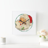 Weihnachten Weihnachten Weihnachtsmann Gesicht Alt Quadratische Wanduhr (Zuhause)