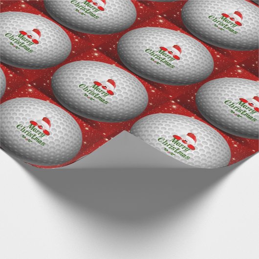 Weihnachten Weihnachten Weihnachtsmann Golf Ball Geschenkpapier (Ecke)