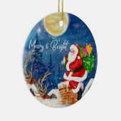 Weihnachten Weihnachten Weihnachtsmann Holding Sac Keramik Ornament (Rechts)